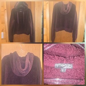 Fifth sun Large semi cropped burgundy super soft warm hoodie